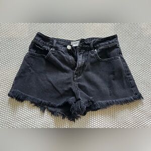 PacSun Black Jean Shorts Distressed Frayed Hem
